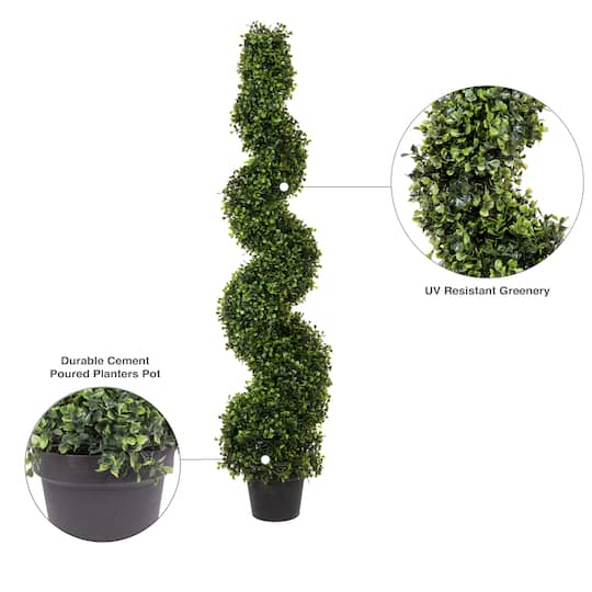 4ft. Potted Green Boxwood Spiral Tree